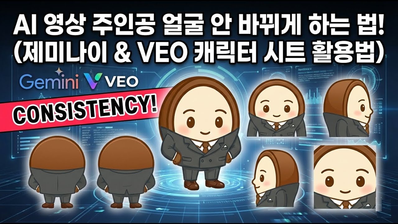 AI 영상 주인공 얼굴 안 바뀌게 하는 법! (제미나이 & VEO 3.1 캐릭터 시트 활용법)