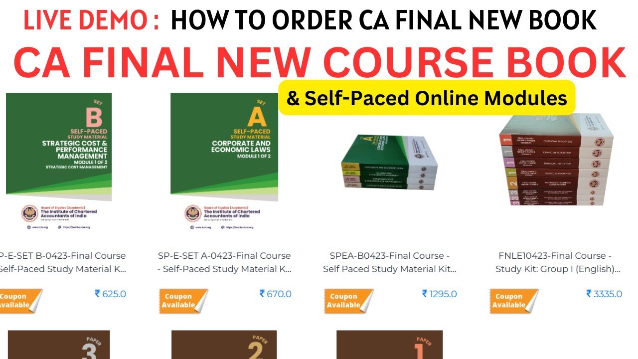 Live Demo :- - How to Order CA Final New course Book & ICAI Self-Paced Online Modules