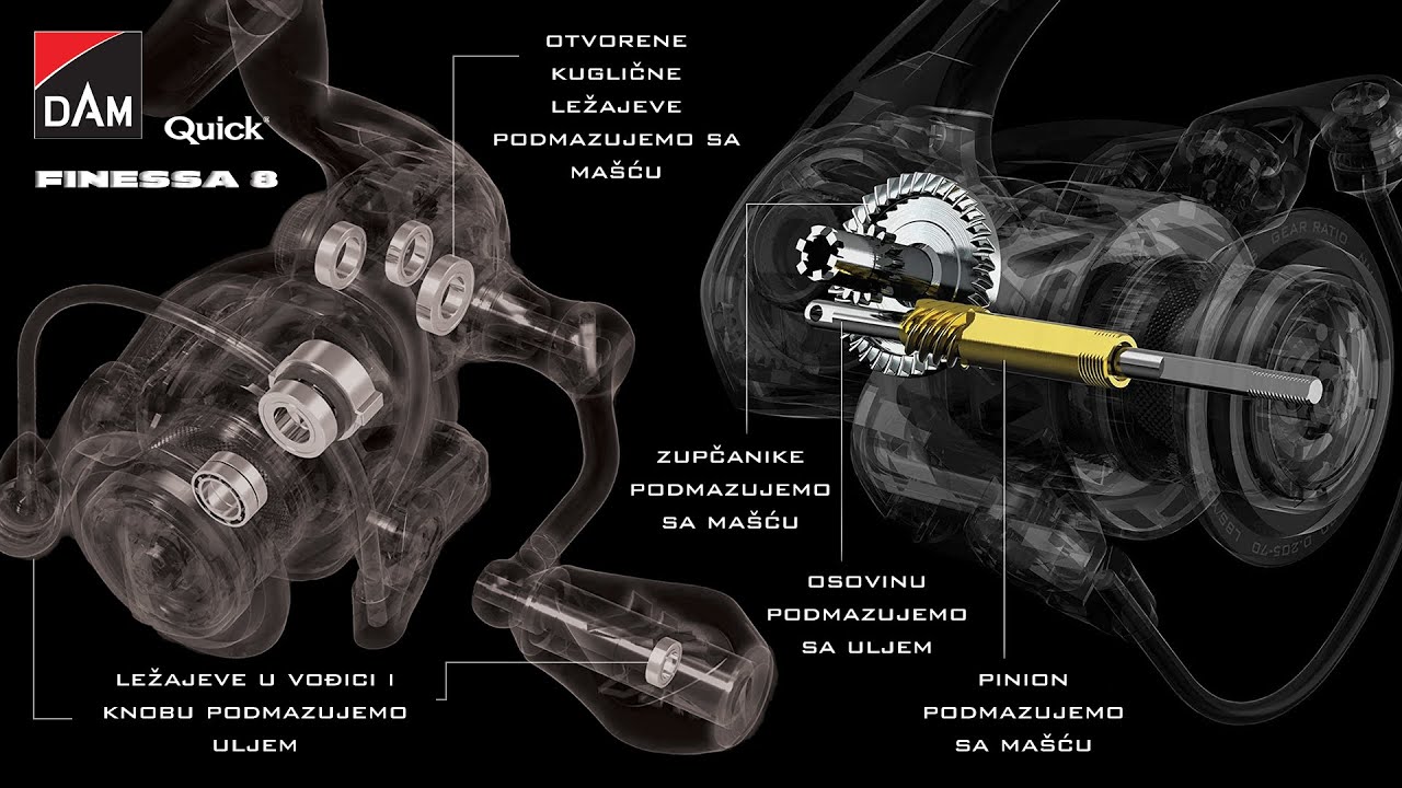 PODMAZIVANJE MAŠINICE - SPINNING REEL MAINTENANCE - DAM QUICK FINESSA 8