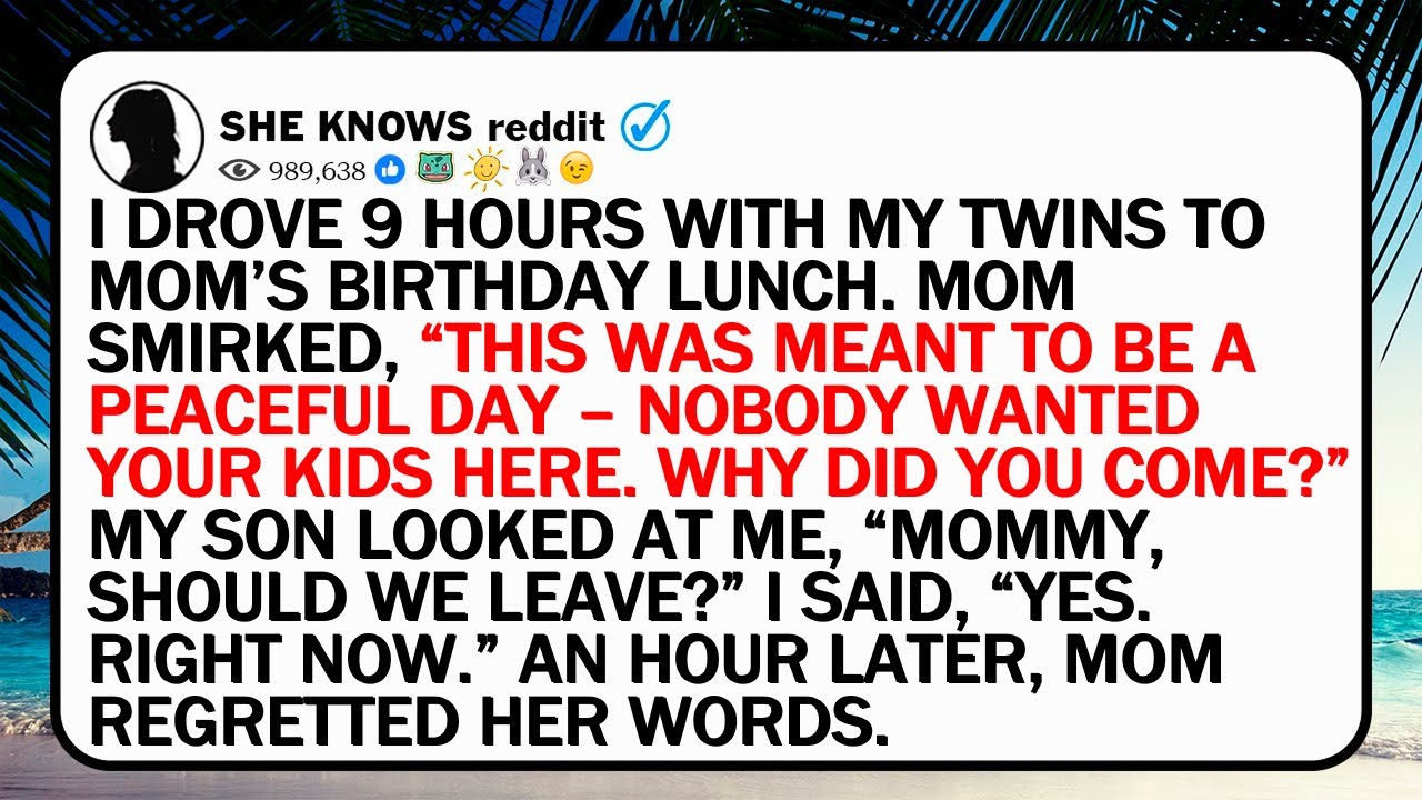 I Drove 9 Hours With My Twins To Mom’s Birthday Lunch. Mom Smirked, “This Was Meant To Be A Peaceful