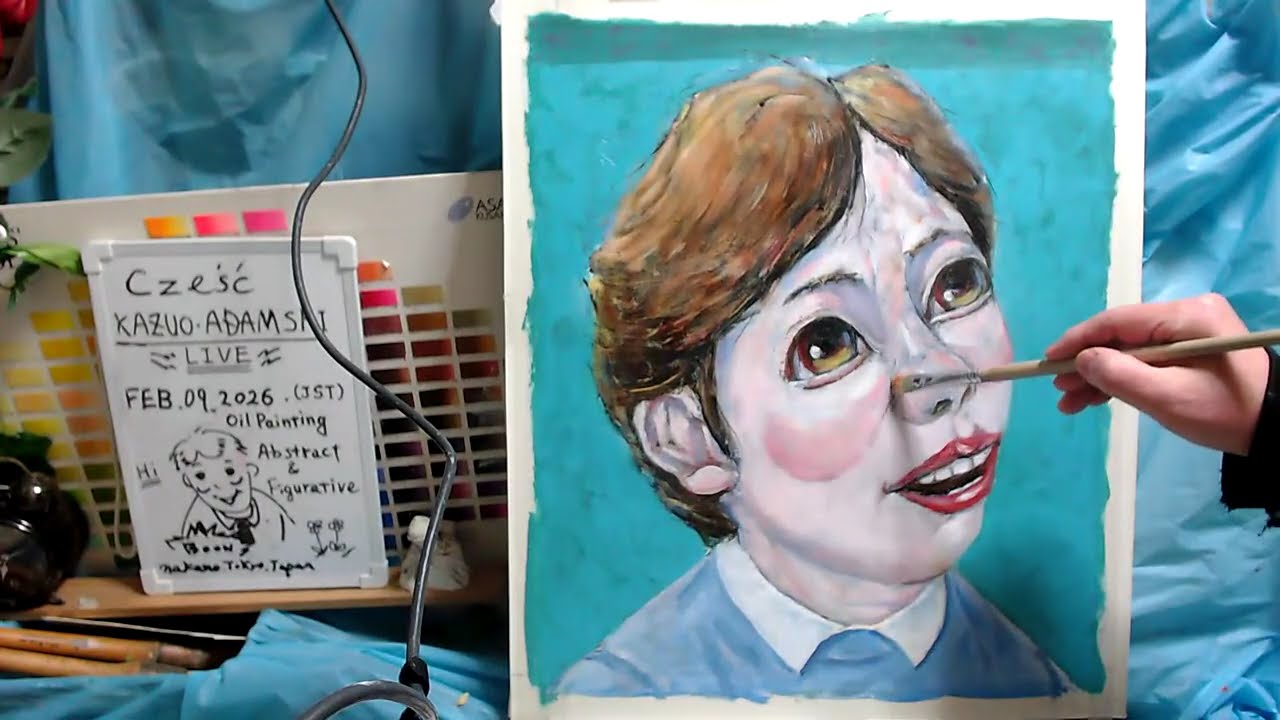 Oil painting  portrait day  4 op1634-4   [LIVE]--  