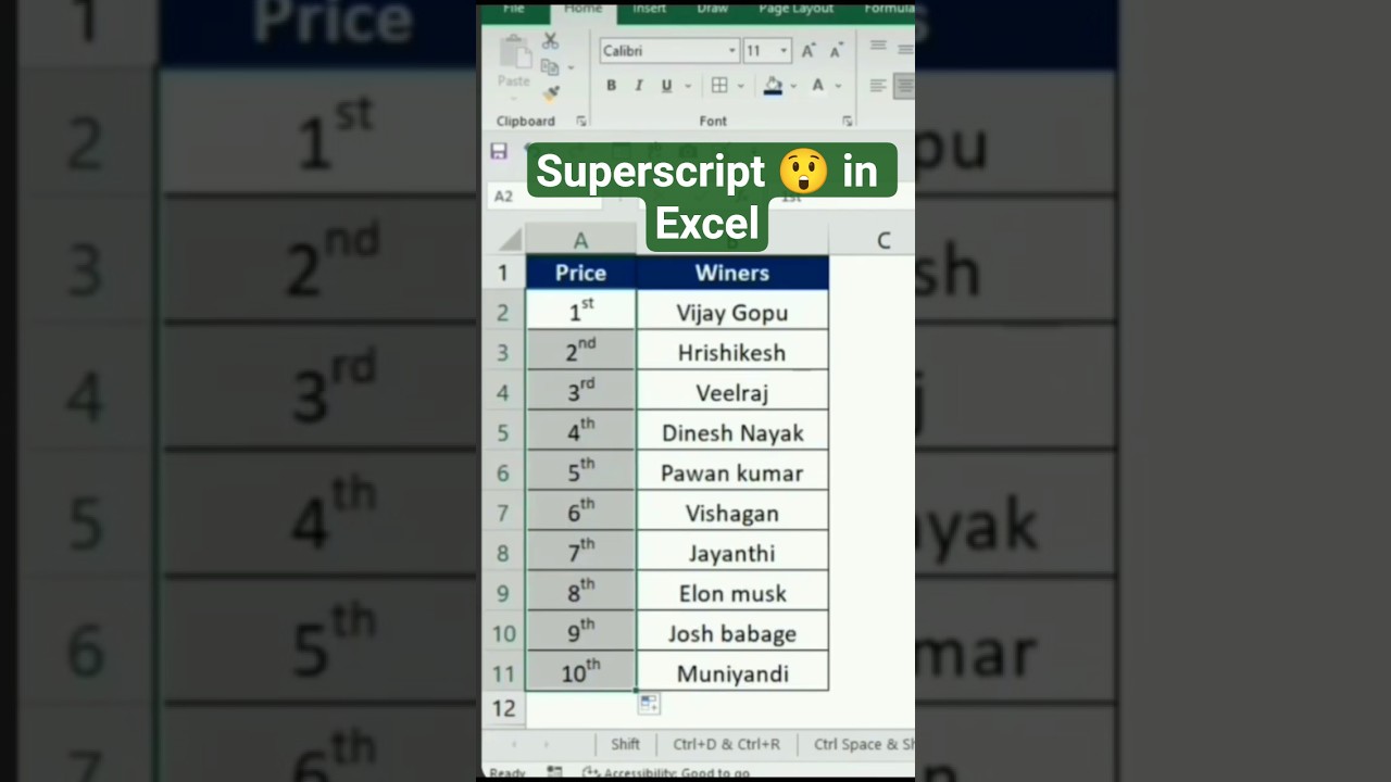 Superscript in Excel 😲 | Power & Text Formula Trick             #shorts #officeguide