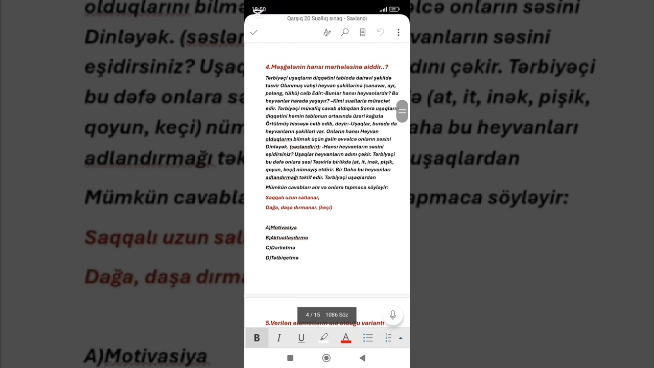 Ödənişsiz 20 suallıq sınağın izahı