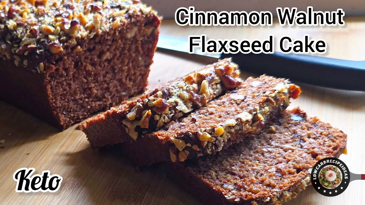 Keto Cinnamon Walnut Flaxseed Cake | Soft, Moist & Flavorful | Incredibly low in net carbs