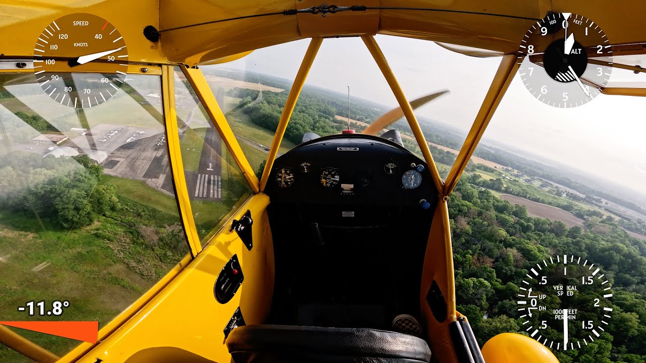 Get Down QUICKLY!!! (without increasing Airspeed). Slip Demonstration in the Cub