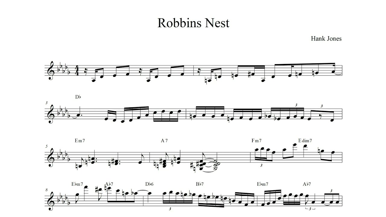 Robbins Nest - Hank Jones solo Transcription