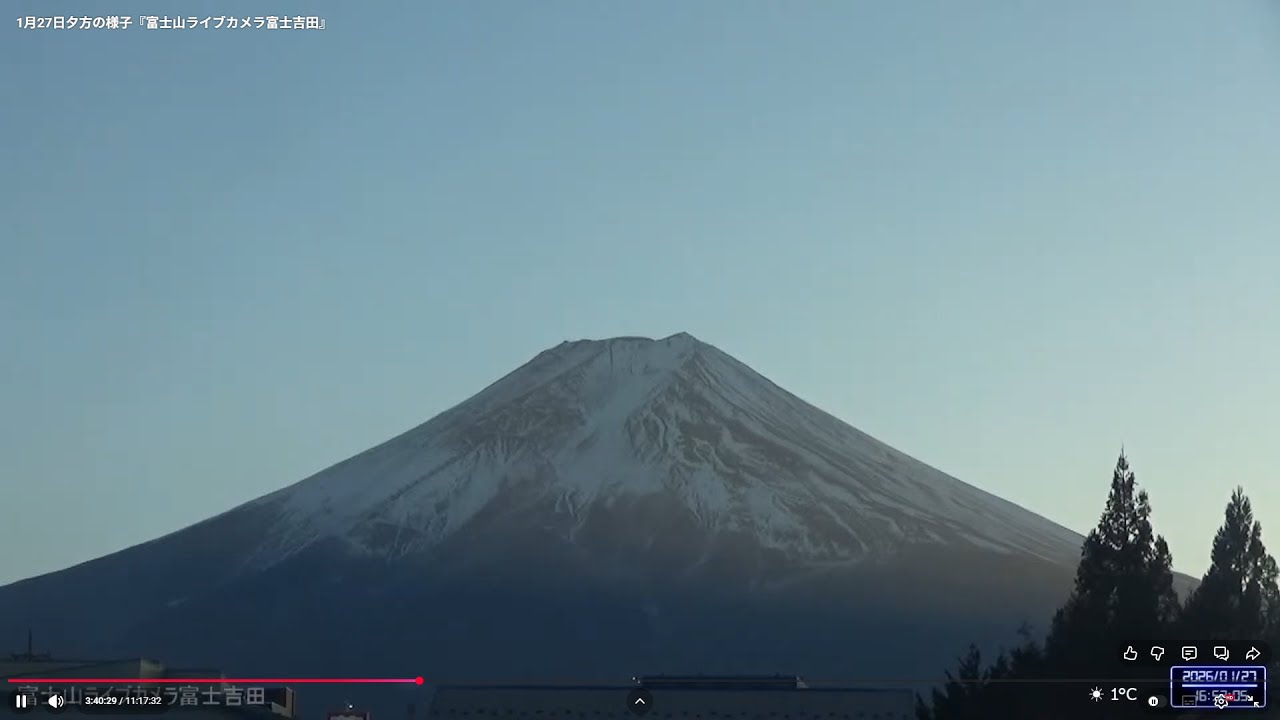 1月27日朝の様子『富士山ライブカメラ富士吉田』