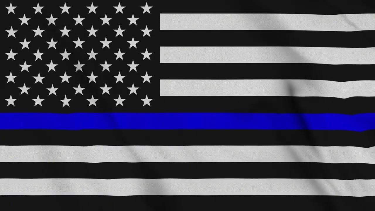 Thin Blue Line Flag Waving 4K | Police Support Flag Animation