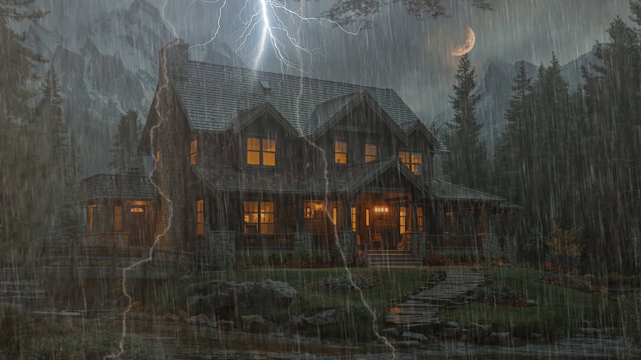🌙Heavy Rain & Thunder Sounds for Sleeping Fast ⛈️ Deep Sleep, Calm Mind All Night