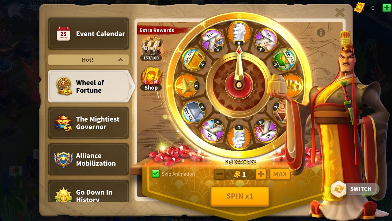 Восстание королевств - Стоимость колеса Max Spin?
