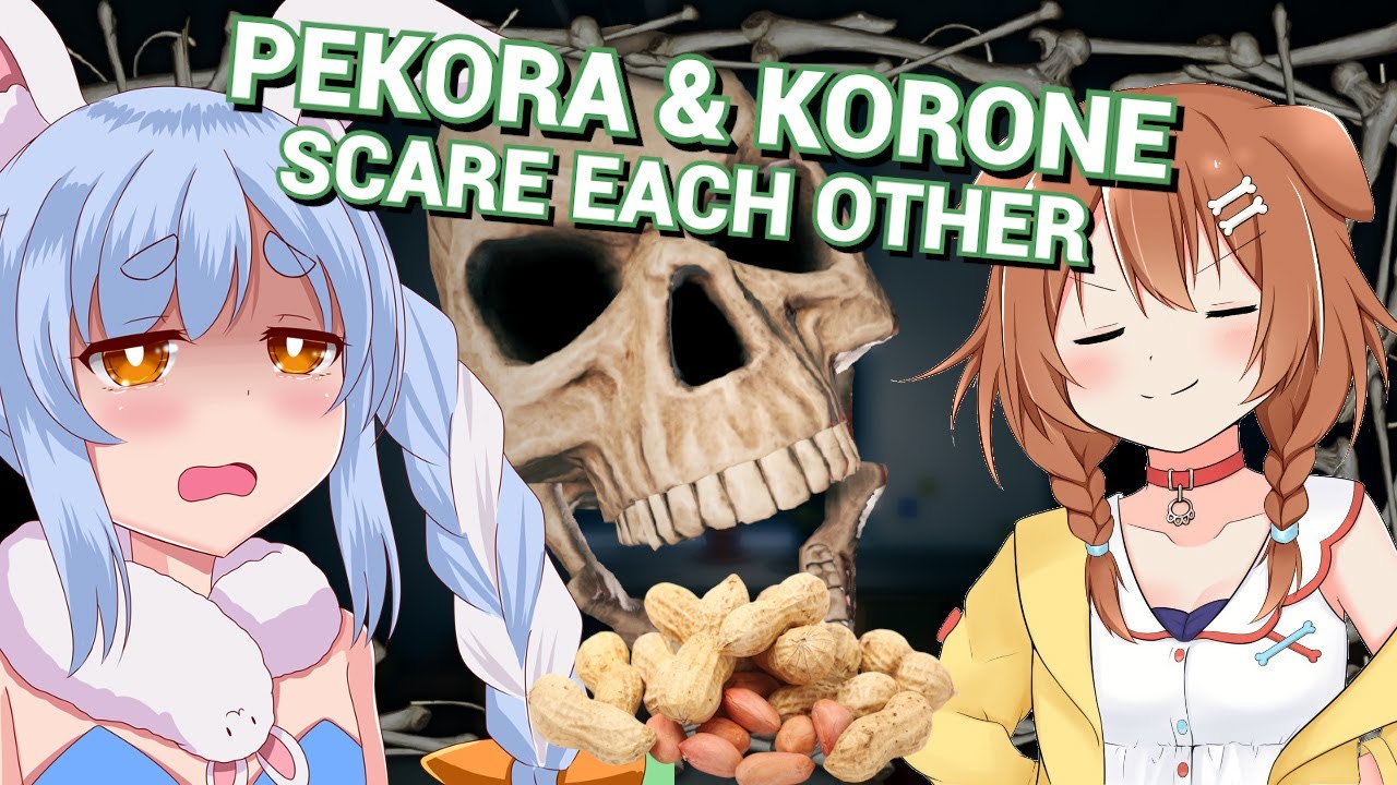Pekora and Korone play horror game Hide and Shriek , jumpscaring each other (and talk about nuts)