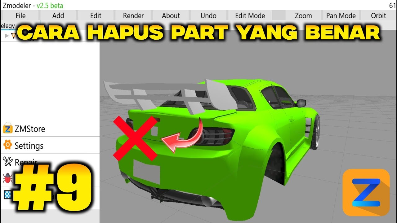 TUTORIAL ZMODELER ANDROID PART 9 - Cara Hapus Part dan Geometry (How to delete part and geometry)
