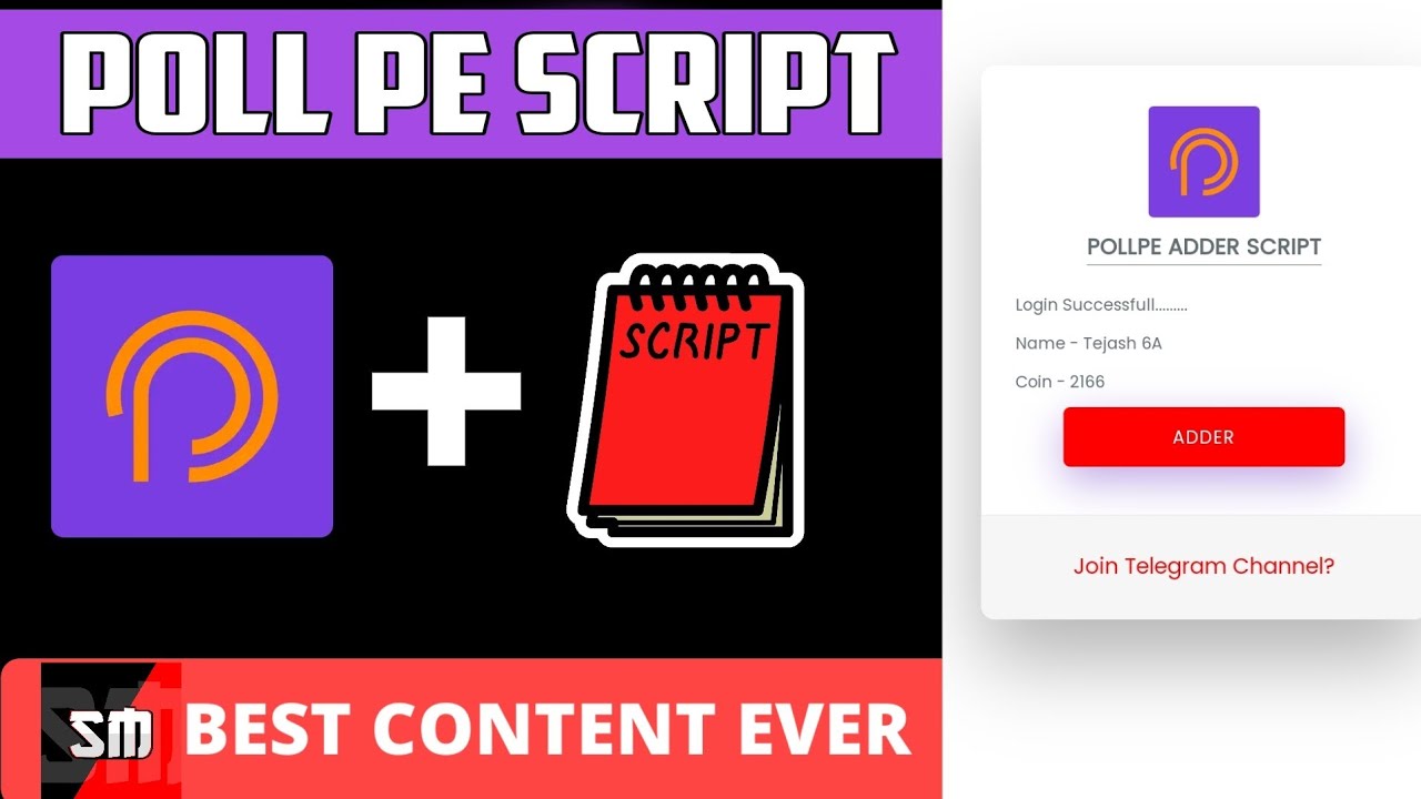 🥳 Poll Pe coin script||Coin adder Script 😍 Best Script 🤑  #ScriptMaker