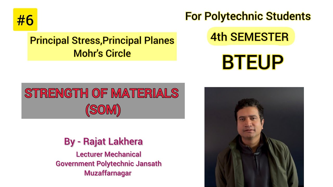 Strength of Materials|Principal Stress,Principal Planes,Mohr's Circle|2nd year Diploma(part6)| BTEUP