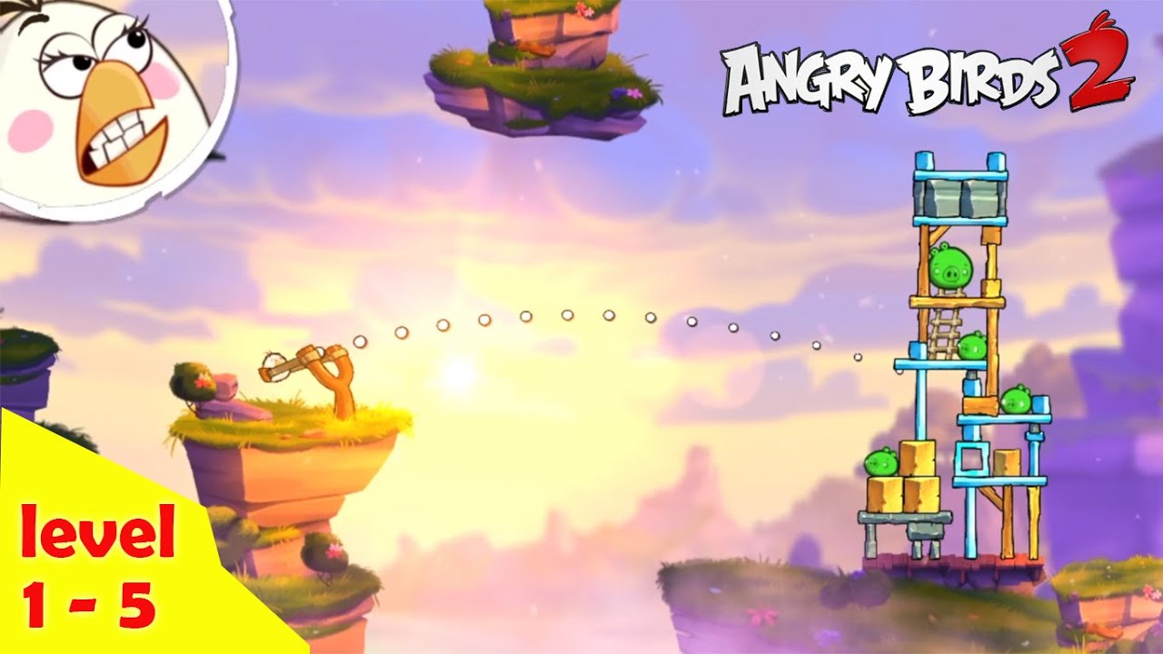 Angry Birds 2 : Part 1- Gameplay level 1-5 Completed - Matilda bird Unlocked.