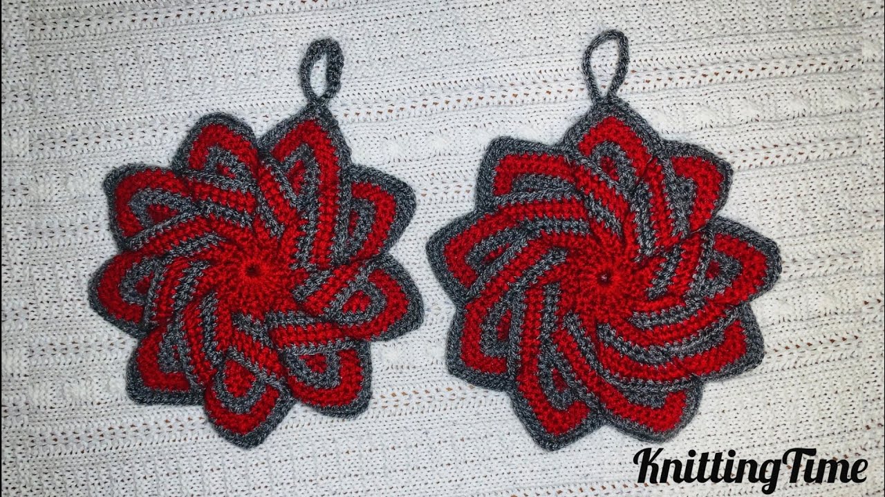 How to crochet an amazing potholder in few minutes بافت یک دستگیره جالب در چند دقیقه