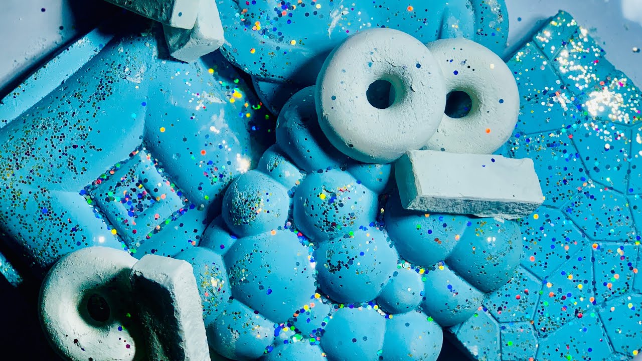 Super crispy crunchy Ice Blue glittery gymchalk Crush💠🤍🩵 | pj crush | Asmr | c.w @EraofPowderxASMR .