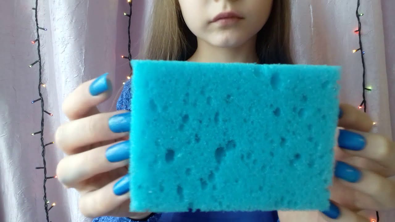 ASMR SPONGE 💙 Tapping, Scratching, Stroking // АСМР ГУБКА 💙 Таппинг, Скретчинг, Поглаживание