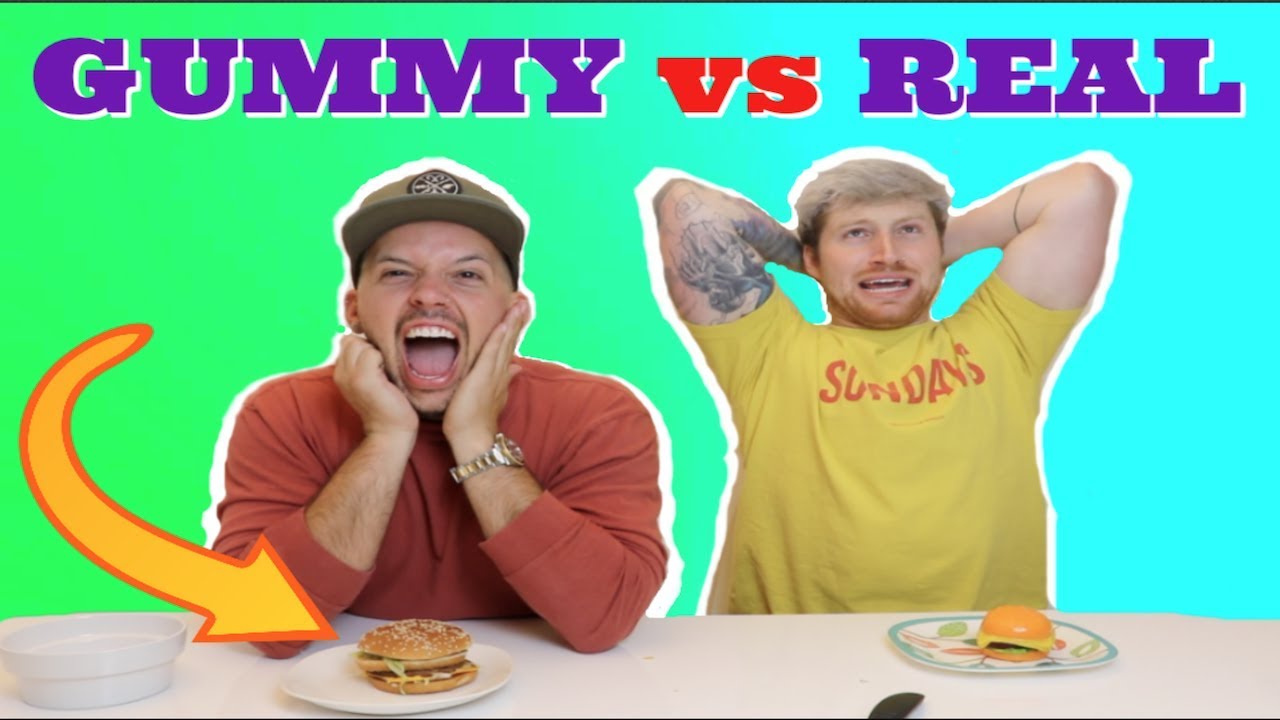 GUMMY FOOD VS REAL FOOD!! (EXTREME! *Eating giant alligator and frogs!)