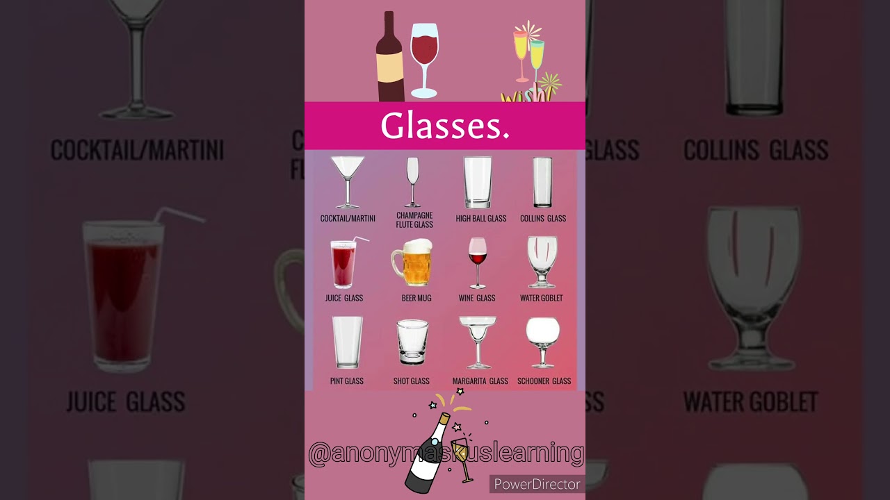 Type Of Drinking Glasses.🍷🥂🍾🥃🍸#shorts #shortsvideo #english