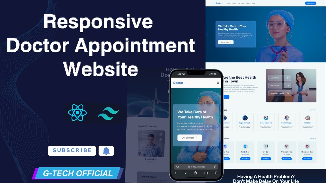 Doctor Appointment Booking Website in reactjs & tailwind css