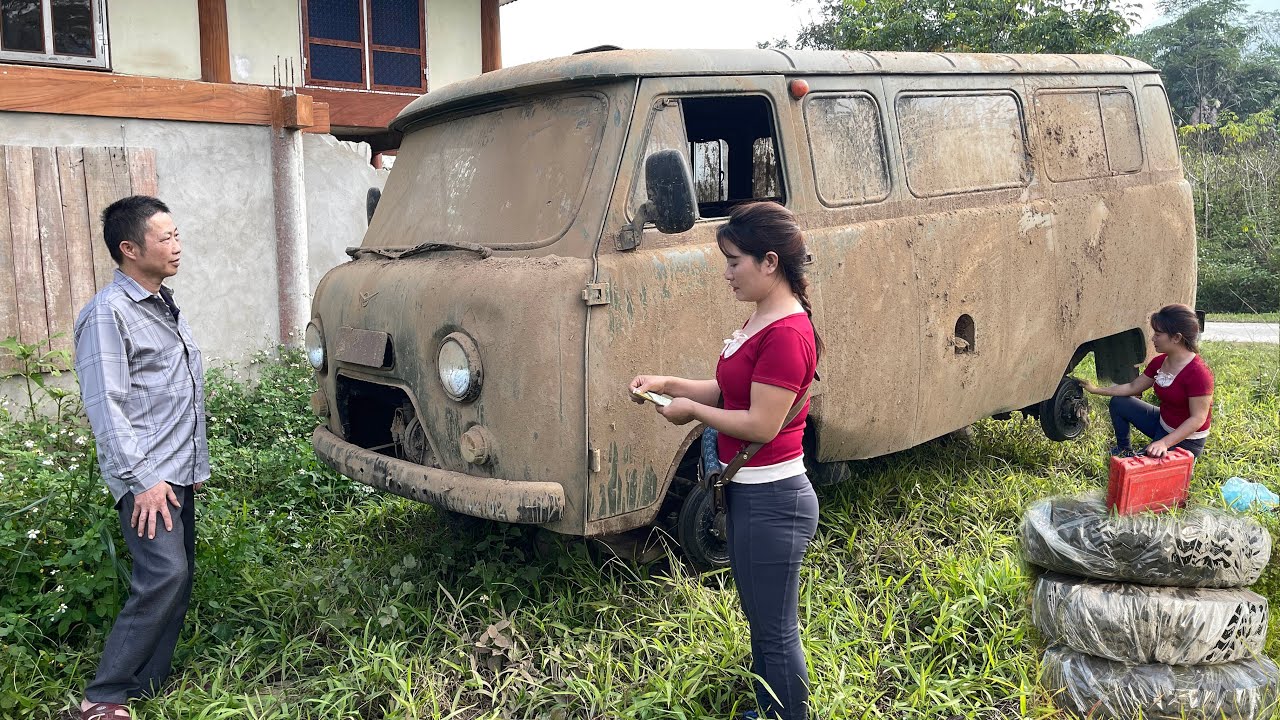 The UAZ ambulance was bought and restored; it was too old, dirty, and had been abandoned.