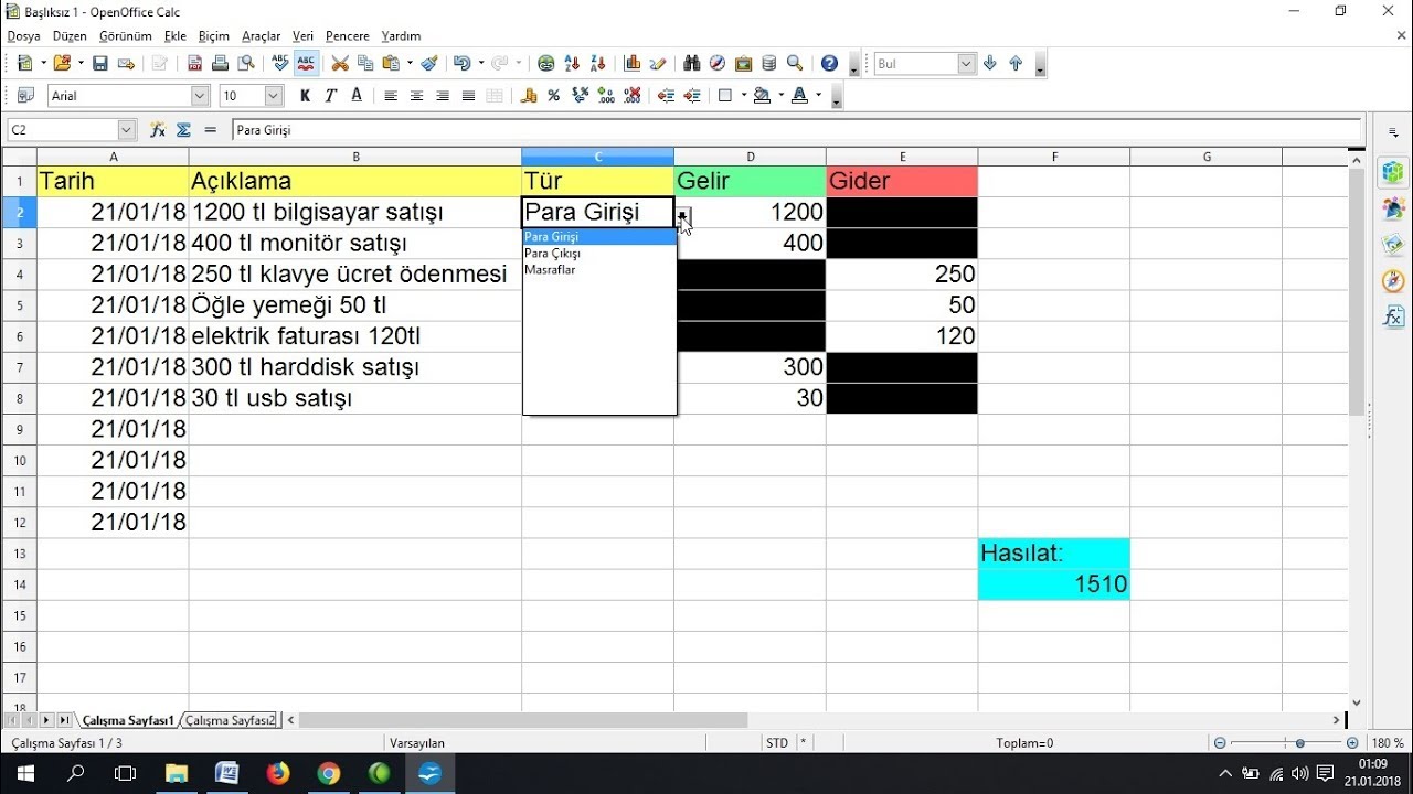 Open Office Calc “Veri Girişi ve Koşullu Biçimlendirme” İşlemleri ile Kasa Programı @omur61