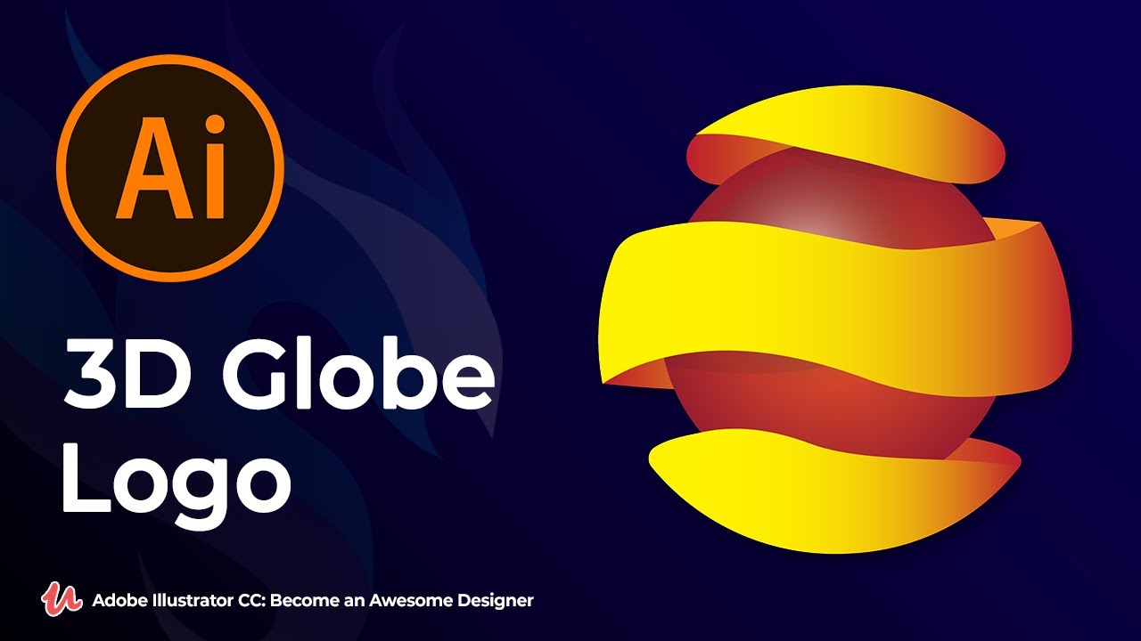How to Design in Illustrator | How to Create 3D Globe Logo | Logo Design