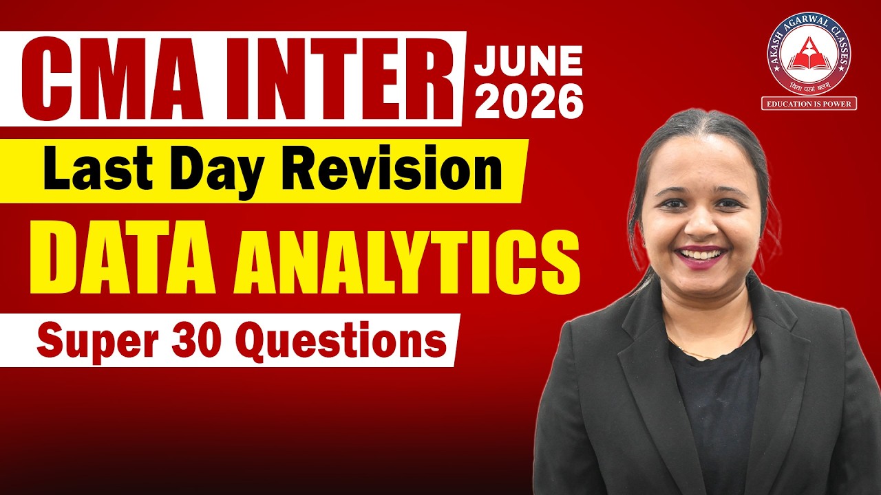 CMA Inter Data Analytics | Before Exam Revision | Most Important Questions | June 2026