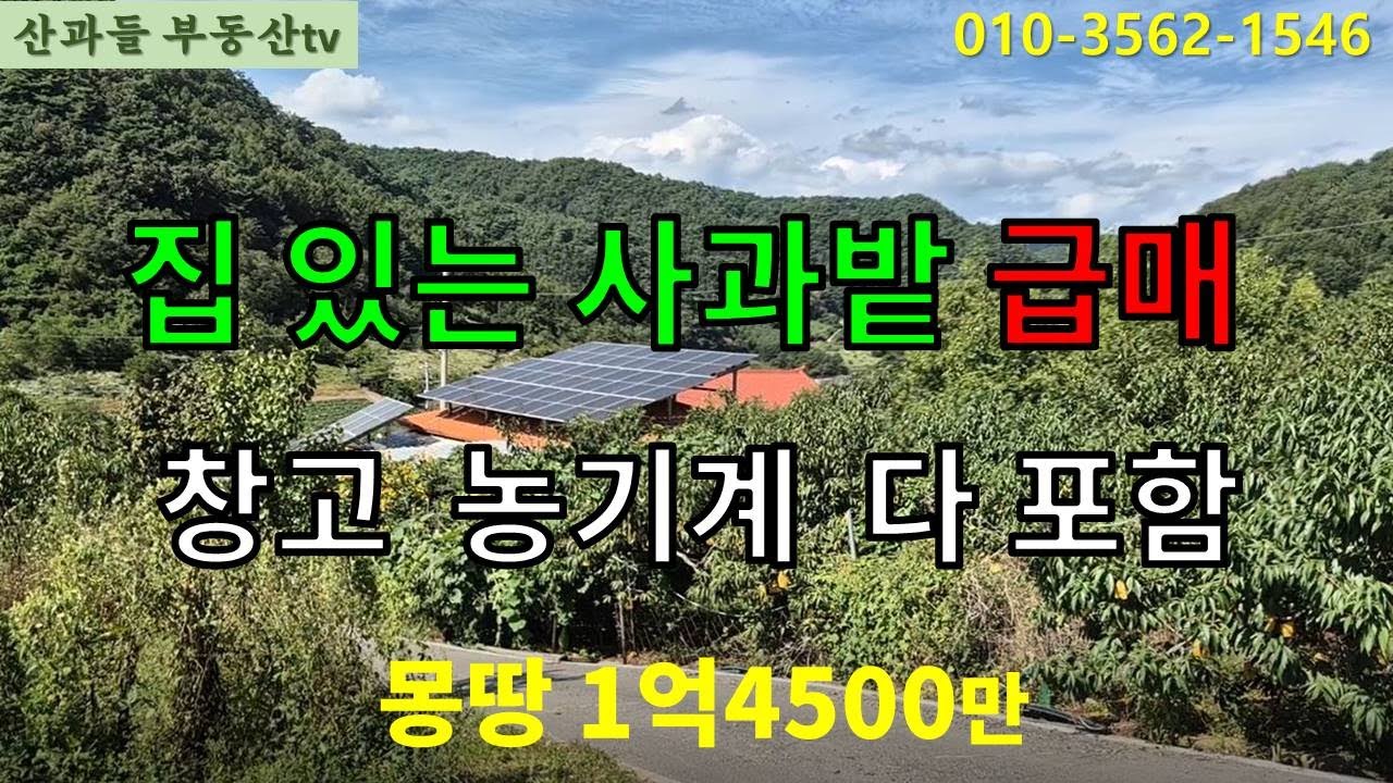 NO.176   집 있는 사과밭 급매, 농기계 다 포함, 몽땅 1억4500만원