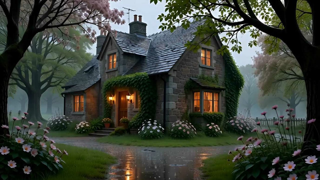 🌩️ Thunder Rain In An English Cottage Village That Shuts Off Overthinking & Triggers Deep Sleep