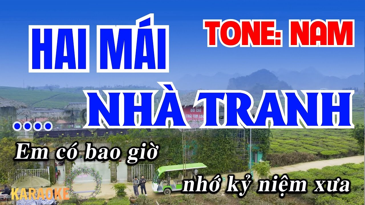 Karaoke Hai Mái Nhà Tranh Tone Nam Dễ Hát | Bolero Nhạc Vàng Chọn Lọc | Vĩ Nguyễn Beat