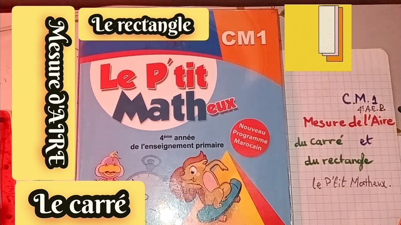 Mesure de l'AIRE:du Carré et du Rectangle :(CM1-4e.A.E.P) [Le p'tit matheux ]