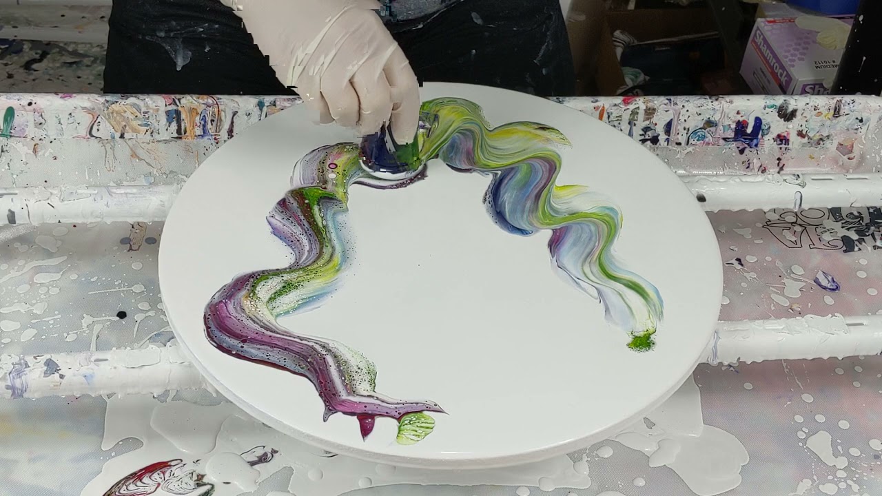 (857) Split cup acrylic pour with three colors