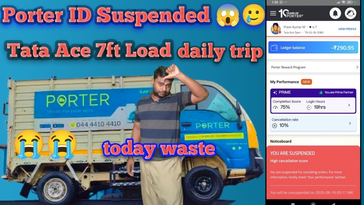 porter suspended 😭 😢/ porter driver app / chennai porter driver app #shorts
