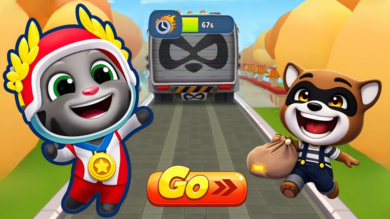 Talking Tom Gold Run New Update - Champion Tom vs Raccoon Boss Fight in Flower Power | Funny Race 🔥