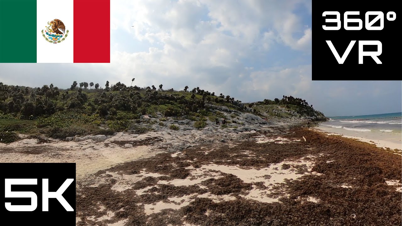 360° VR Virtual Reality Video: Mexico - Paradise Beach 2nd veiwpoint, Tulum, Quintana Roo. GoPro MAX