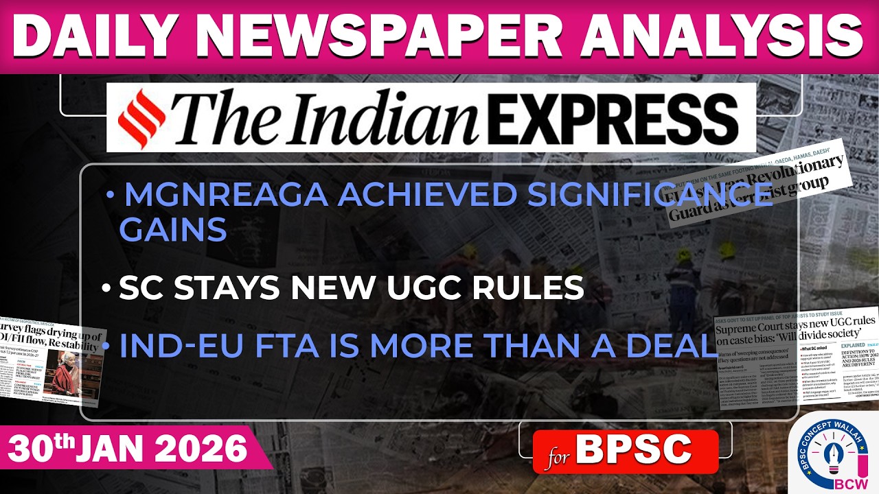 Daily Newspaper Analysis for BPSC | Indian express | 30.01.2026