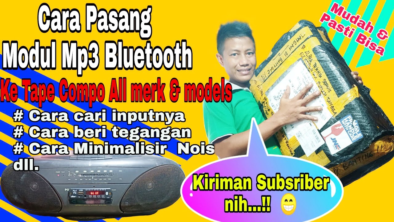 Cara Pasang Modul Mp3 Bluetooth ke Tape Compo Semua Merk dan Model
