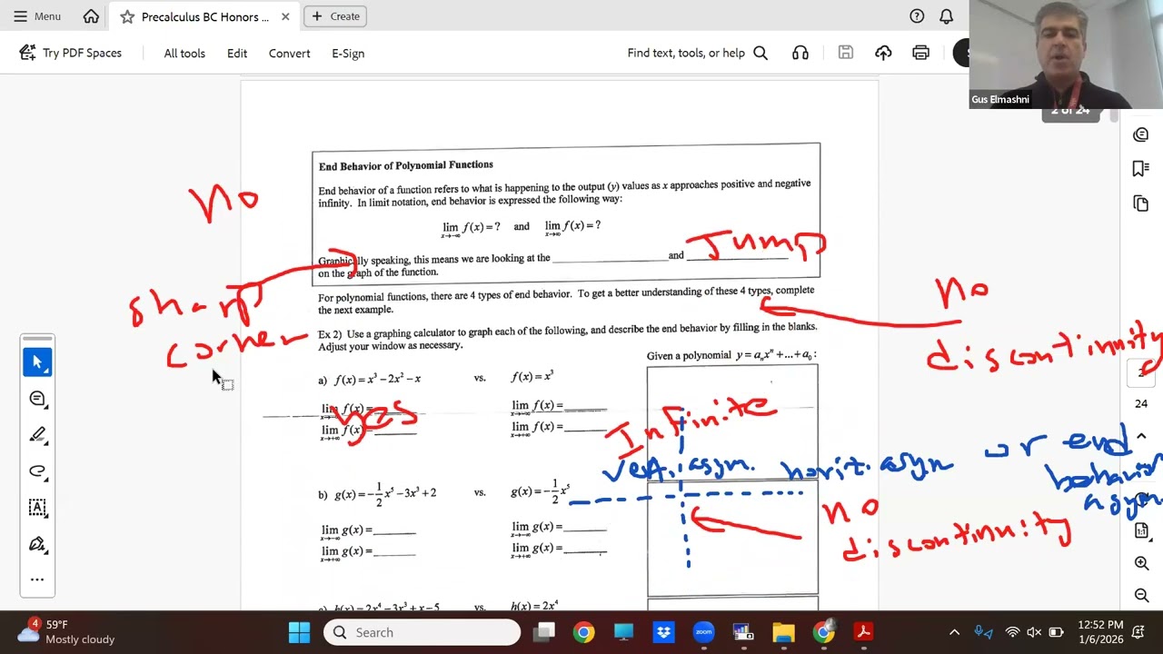 Precalculus BC Honors Unit 1   Lesson 1 Spring 2026