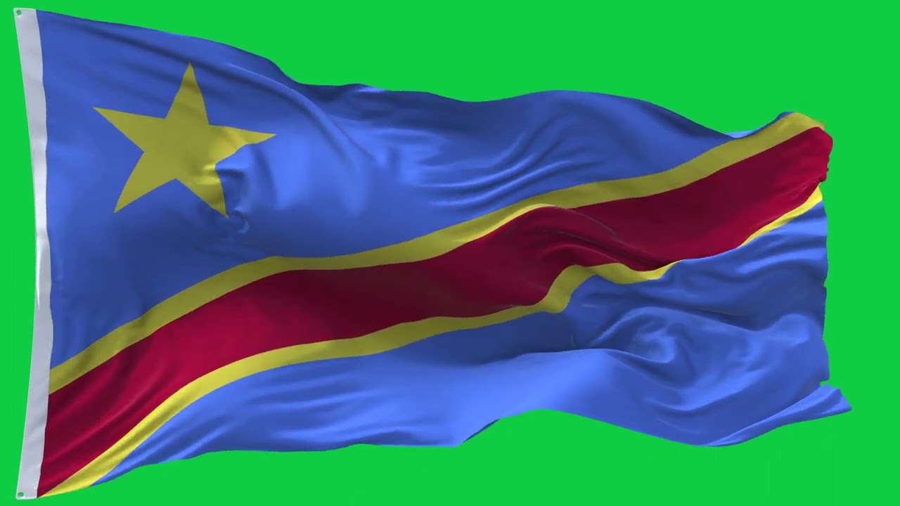 🚩Democratic Republic of the Congo  Flag Waving | GREEN SCREEN & CHROMA MATTE🚩