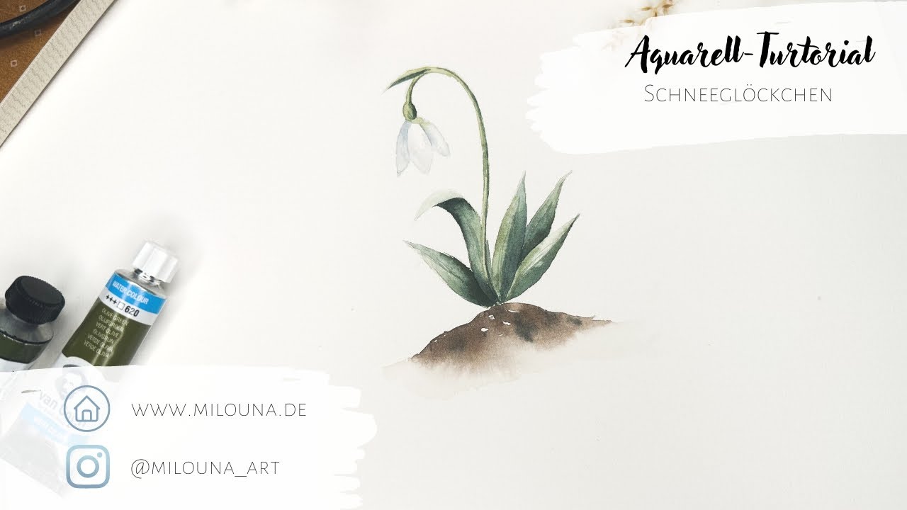 Male mit dieser Anleitung wunderschöne Schneeglöckchen mit Aquarell