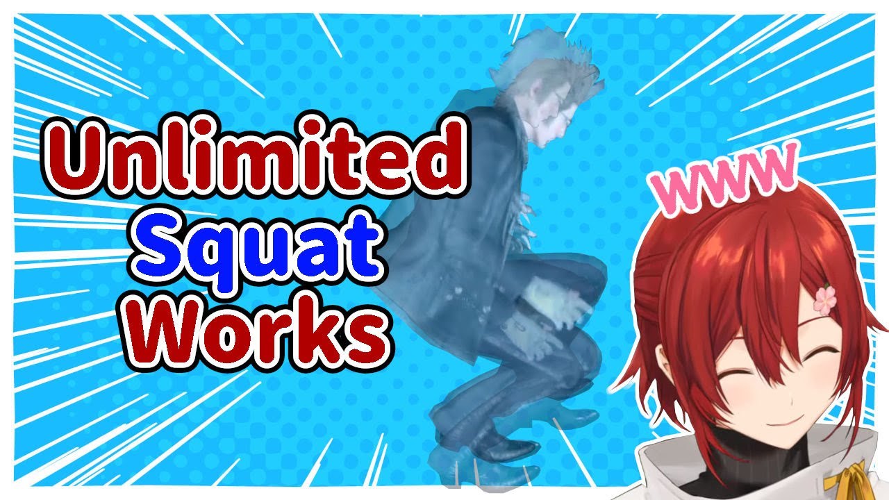 Miyabi found a bug in FF15: Ignis doing 𝑺 𝑷 𝑬 𝑬 𝑫 squats 【Hanasaki Miyabi/Holostars】