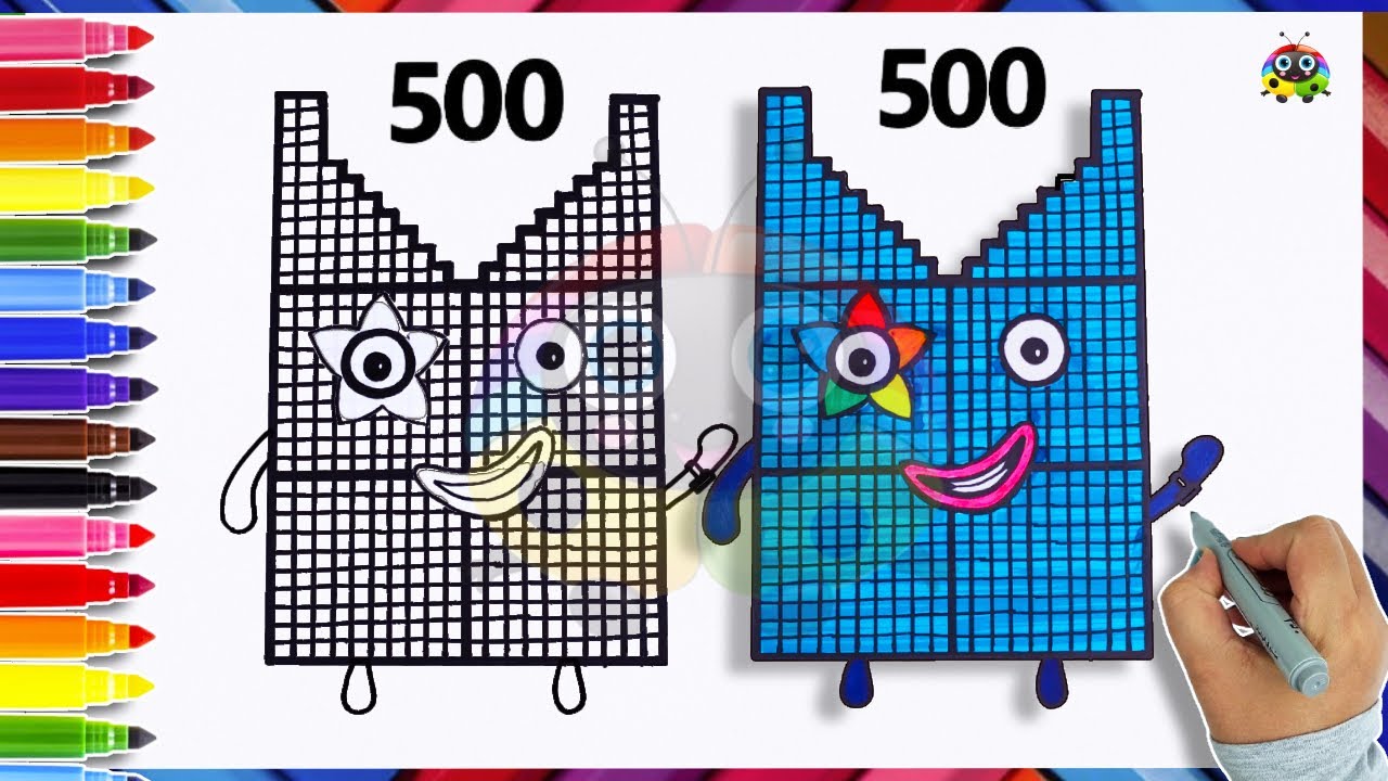 (Numberblocks) Как нарисовать Numberblock 500 | Уроки рисования и раскрашивания для детей | Art S...