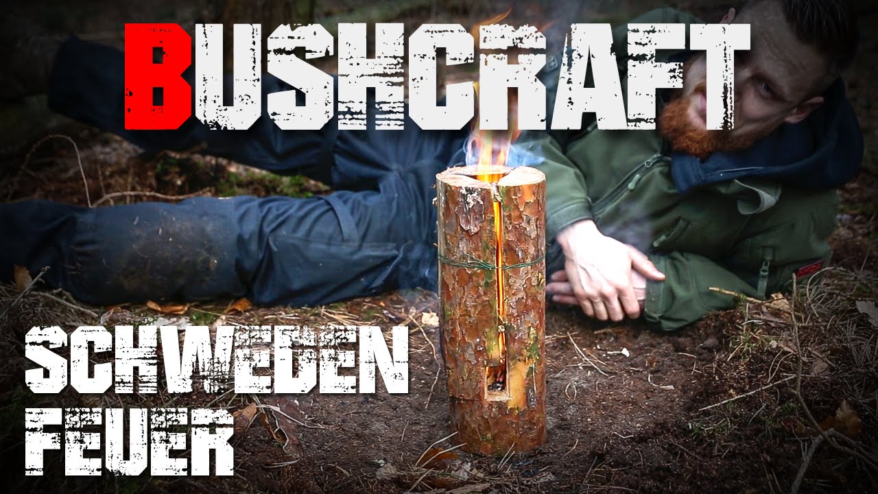 Schwedenfeuer Survival Bushcraft Variante selber bauen machen herstellen sägen (german/deutsch)