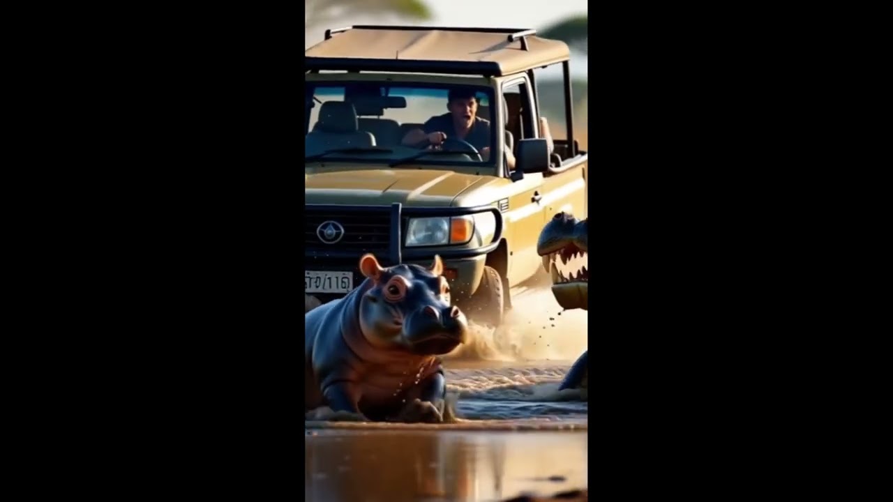 Crocodile Attack Stopped! Man Rescues Baby Hippo 