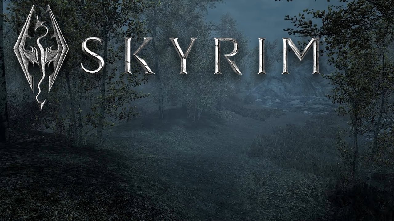 It's Autumn in the woods of Skyrim and you're out after dark | Rain & Music Ambiance