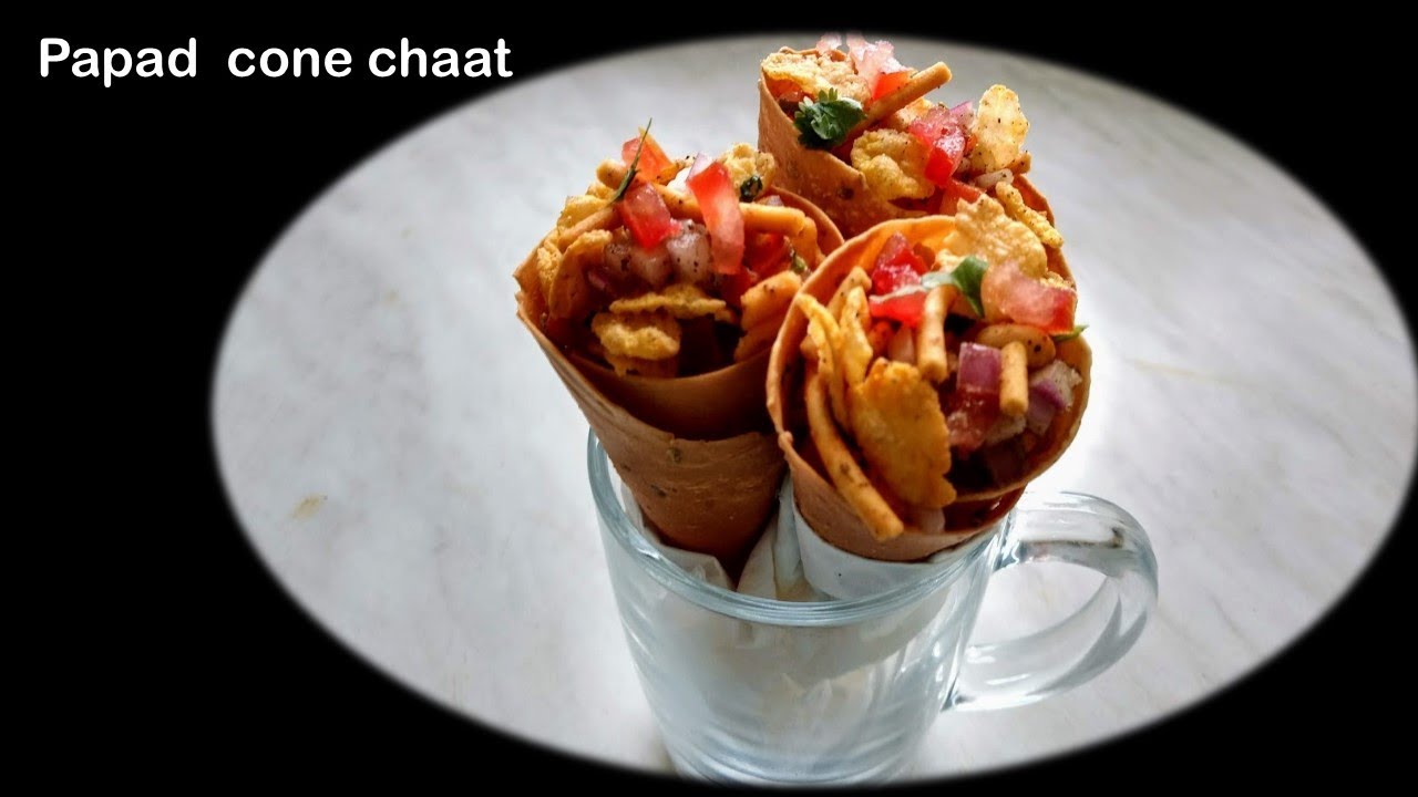 Papad cone Chaat recipe. Snack time recipe for kids.
