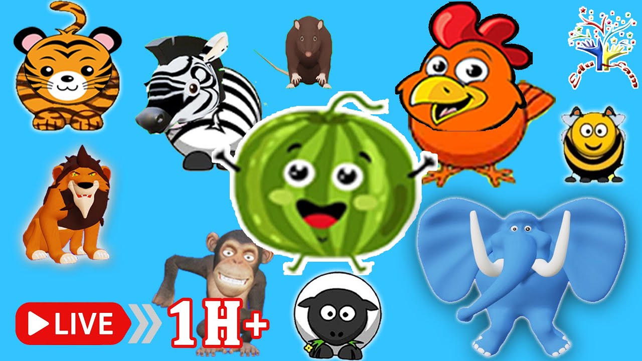🔴⏰ Animal Sounds Song | Old MacDonald's Farm & Hickory Dickory Dock! | 1 Hour Live | EduFam 🐮🕰️✨