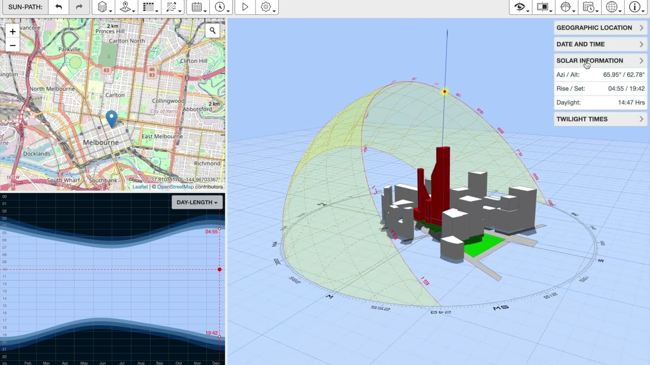 How to get a 3D sun path analysis diagram